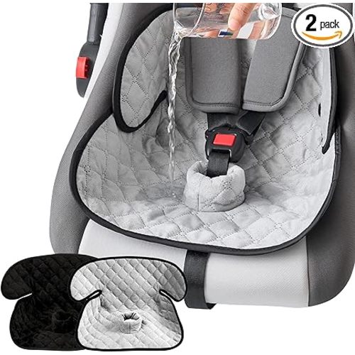 2 Pack Waterproof Piddle Pads Carseat Potty Training Car Seat Protector Waterproof Car Seat Liner Cover to Prevent Pee(Grey-1 Pack+Black-1 Pack)
