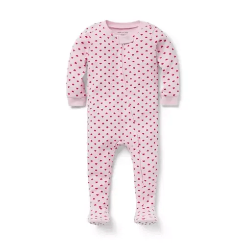 Baby Blush Crème Heart Baby Good Night Footed Pajama In Valentine Heart by Janie and Jack