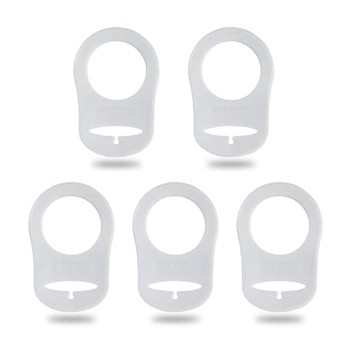 5 Pack Clean Pacifier Clip Silicone Adapter Holder Rings for Pacifier (Food Grade, Clear)