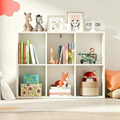 6 Cube Storage Organizer with Anti Tipping Kits, Horizontal Vertical Bookshelf Display Shelf with Closed Back Panel, Modern Wooden Cube Storage Shelf Unit for Bedroom, Living Room, Study Room