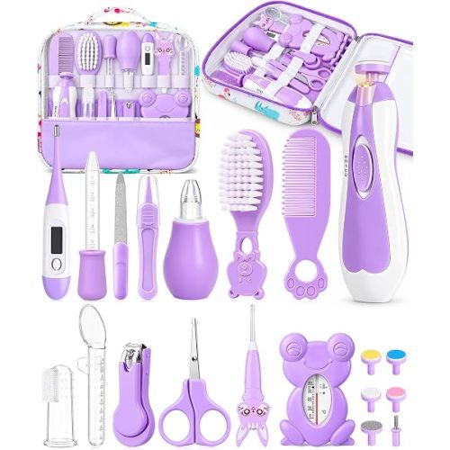 YASEW Baby Grooming Kit with Electric Nail Trimmer, Baby Shower Gift Purple