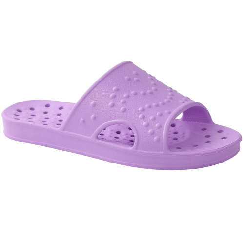 Comwarm Shower Shoes for Women Men, Quick Drying Lightweight Non Slip Pool Slides Slippers with Drain Holes, Purple