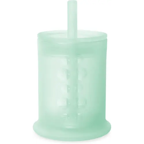 Olababy Silicone Training Cup with Straw Lid | Babies Water Drinking Cup | 6+ Mo Infant To 12-18 Months Toddler | Sippy Cup For Kids & Smoothie Cup | Baby Led Weaning (Mint, 5 oz)