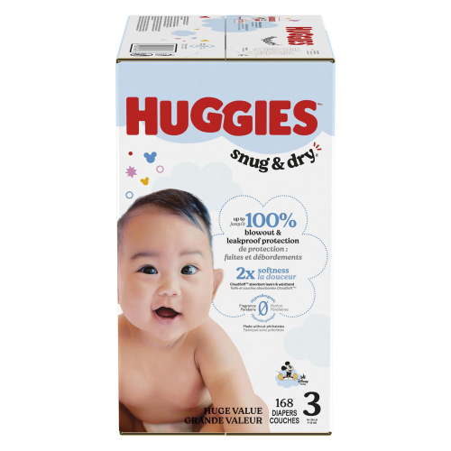 Huggies Snug & Dry Baby Diapers, Size 3 (16-26 lbs), 168 Count - Walmart.ca