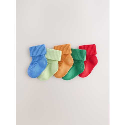 Multi Bright Baby Roll Top Socks 5 Pack (0mths-2yrs)