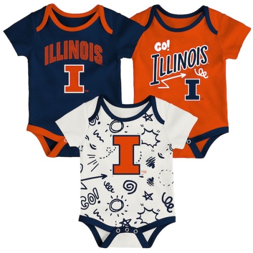 Illinois Fighting Illini Outerstuff Newborn & Infant Three-Pack All Day Play Bodysuit Set