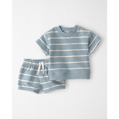 Baby 2-Piece Organic Cotton Top & Short Set in Blue Stripes - Little Planet | Carter's - 18M