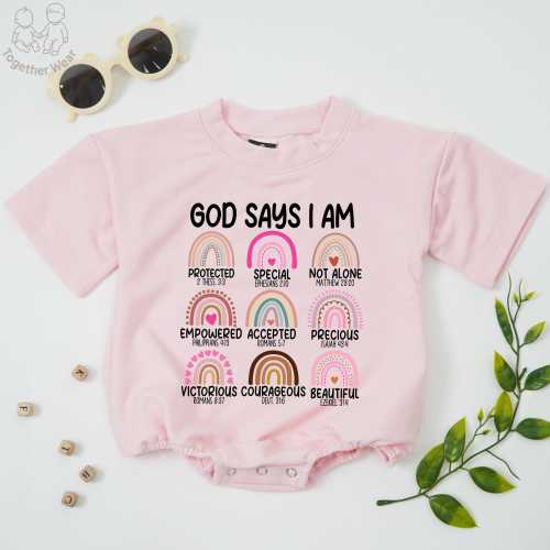 God Says I Am Rainbow Baby Romper, Christian Baby Outfit, Religious Girls Bodysuit, Law Enforcement Baby Shower Gift