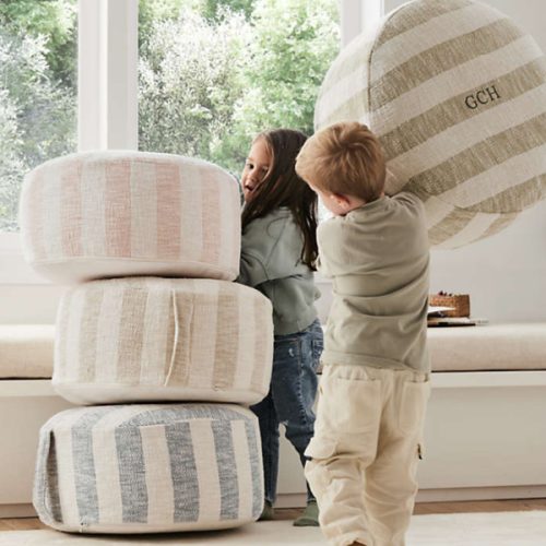 Cove Stone Tan Striped Kids Floor Cushion