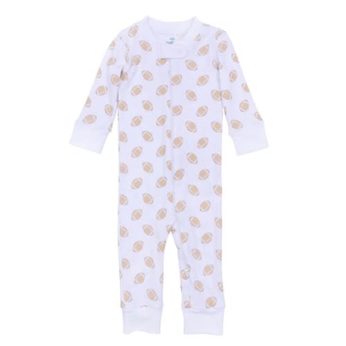 Magnolia Baby - Touchdown Cutie Zip Pajamas - Light Blue