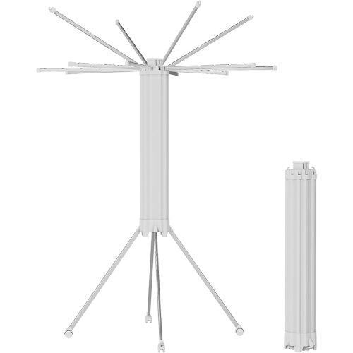 JOOM Clothes Drying Rack, Clothing Stand, Foldable Laundry Drying Rack | Portable clothes rack with wooden rods, plastic cylinder and tripod base for apartments, balconies, RVs, camping and travel.