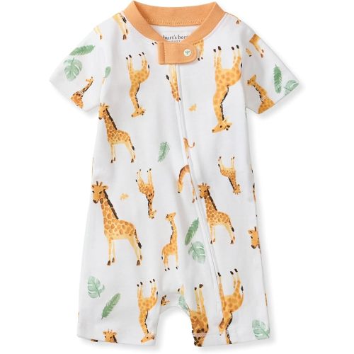 Burt's Bees Baby Short Sleeve Pajamas, One-piece Sleeper Romper Pjs, Snug Fit for Infants Newborn