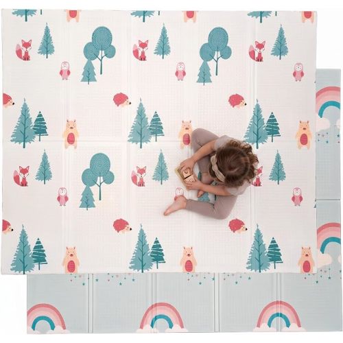 JumpOff Jo Foldable Foam Play Mat – Large Waterproof Baby & Toddler Activity Floor Mat, Double-Sided 70 x 59 Inch Play Surface