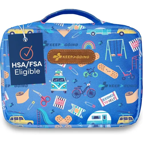 KeepGoing Large Home First Aid Kit for Kids – 270 Pc. for Car, Home, Dorm, & Boat with Latex-Free Bandages – 10 x 7 x 3.5 in. Travel First Aid Kit (Signature)