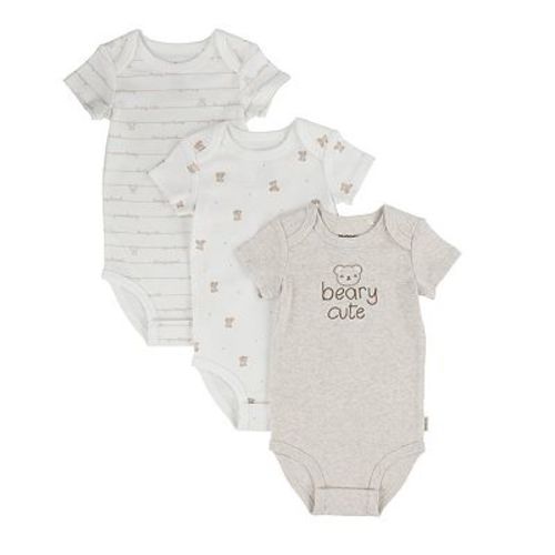 Newborn Baby Boys Huggies® 100% Organic Bodysuits with Bear Print & Text Design 3-Pack