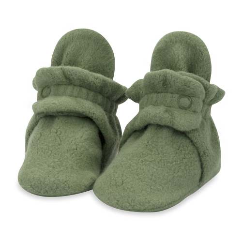 Zutano Cozie Fleece Stay-On Baby Bootie Slipper - Olive