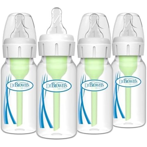 Dr. Brown's Anti-Colic Options+ Narrow Baby Bottle, Clear, 4 oz, 4-Pack