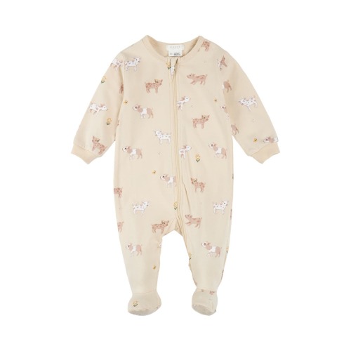 Piglet Print Cotton Footed One-Piece Pajamas