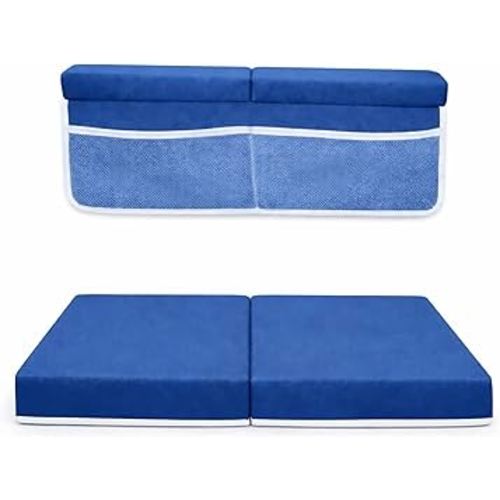 Rylor Premium Baby Bath Kneeler Mat & Elbow Rest Pad Set – Comfortable Bath Kneeler and Elbow Kneeling Rest Pad for Parents, Extra Long 26'', 2.4'' Thick, Non-Slip Support for Easy Bath Time (Blue)