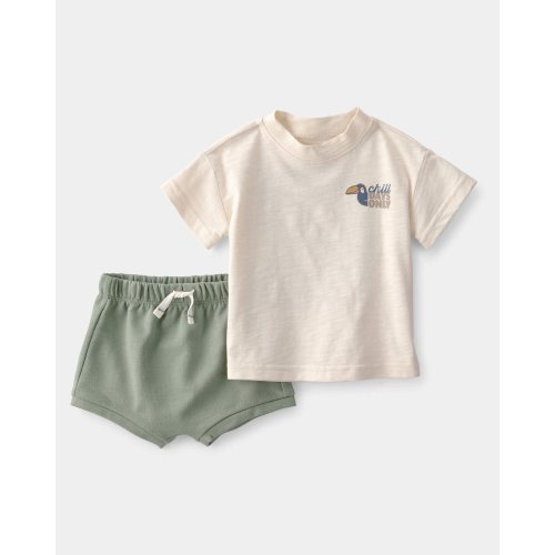 Baby Boy 2-Piece Toucan Solid Short-Sleeve Top & Short Set - Green/White | Carter's