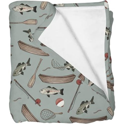Vintage Fishing Baby Blankets for Girl Boy Infants Toddler Crib Stroller Nursery Gender Neutral Fishing Lovers Gift Swaddle Receiving Blanket Summer Outdoor Adventure Bed Blanket 30x40inch