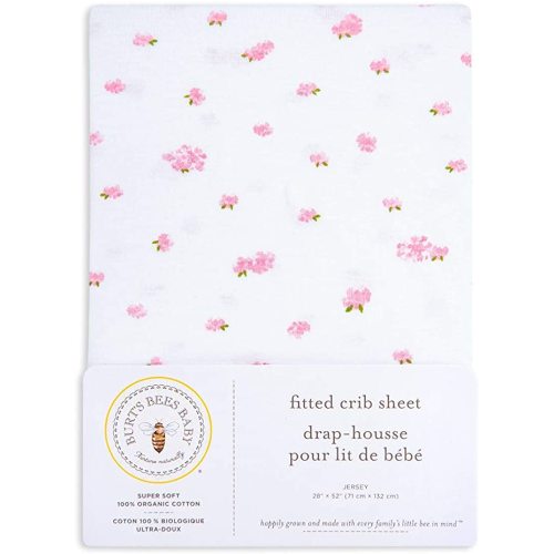 Burt's Bees Baby - Fitted Crib Sheet, Butterfly Garden, 100% Organic Cotton Crib Sheet for Standard Crib and Toddler Mattresses (Blossom)