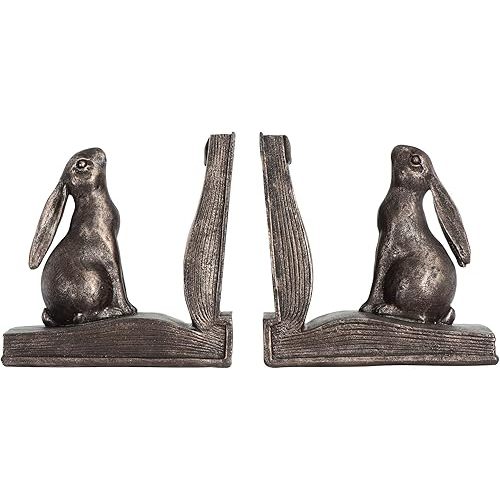 Creative Co-Op Bunny Rabbit Bookends, Set of 2, Bronze Finish
