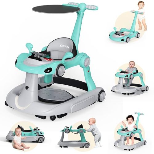 6-in-1 Foldable Baby Walker Activity Center Bouncer Rocker 6-18 Months