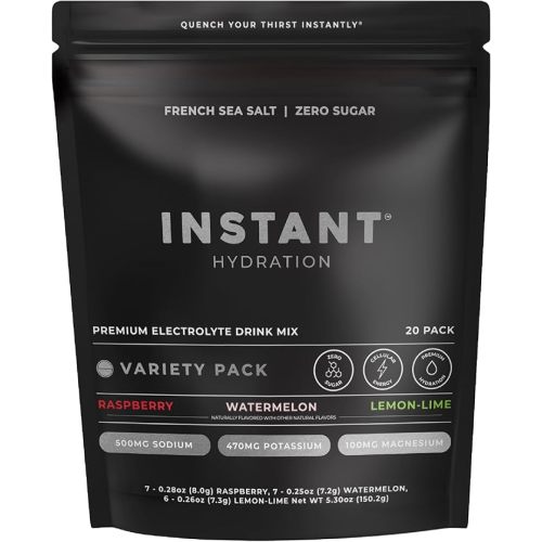 Instant Hydration Sugar Free Electrolytes Powder Packets Variety Pack - Watermelon, Raspberry, Lemon Lime Drink Mix & Travel Essentials with Magnesium and Potassium - Post Workout Recovery - 20 Sticks