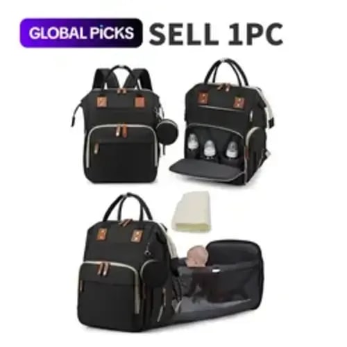 Baby Stroller Bag, Large Capacity Mom Backpack with Foldable Changing Mat, Oxford Fabric, Separate Wet & Dry Pockets, Insulated, Adjustable Straps, Travel #GLOBAL PICKS - TikTok Shop