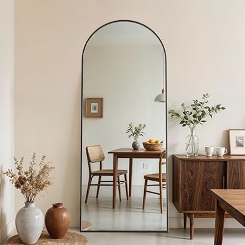 Full Length Mirror, 58" x 18" Arched Full Body Mirror Large Standing Floor Mirrors, Mirrors for Bedroom, Bathroom, Living Room Standing or Wall Leaning, Black