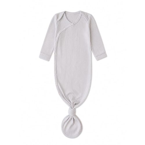 Copper Pearl Baby Gown - Knotted Newborn Sleepers for Baby Boy and Girl, Soft Stretchy Long Sleeve Infant Gowns with Bottom Tie and Hand Mittens, Perfect Hospital Coming Home Outfit (Ash)