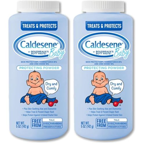 Caldesene Baby Cornstarch Powder with Zinc Oxide, 5 oz (Pack of 2)