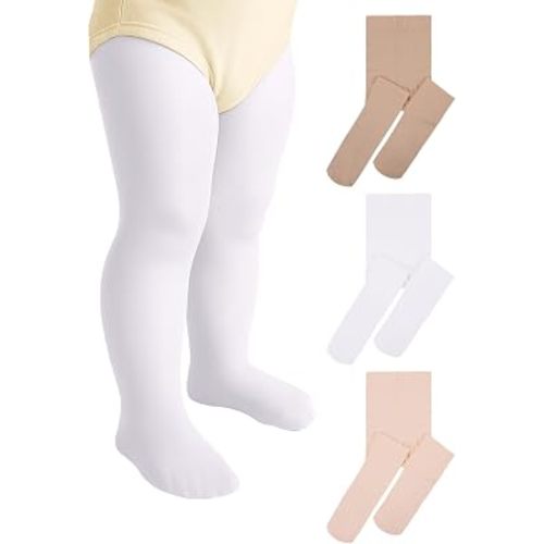 Zando 3 Pairs Toddler Ballet Tights for Girls - Girls Dance Tights Ultra Stretchy Soft Footed Tight for Daily Uniform