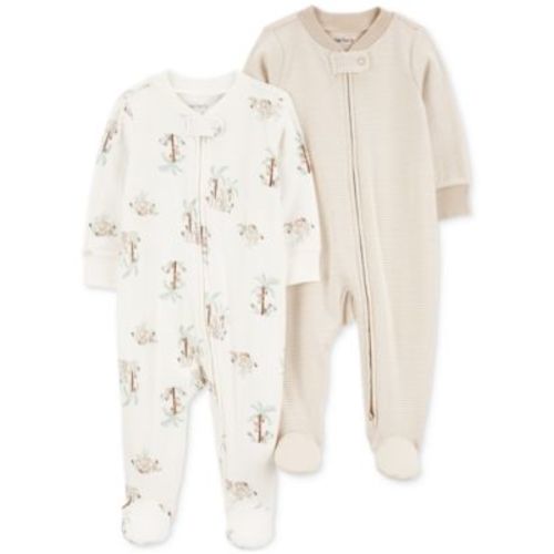 Baby Cotton 2-Way-Zip Footed Sleep and Play Coveralls, Pack of 2