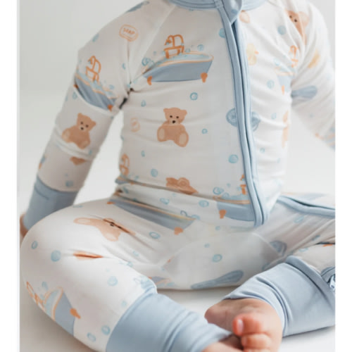 Blue Bath Time Zipper Romper – In My Jammers