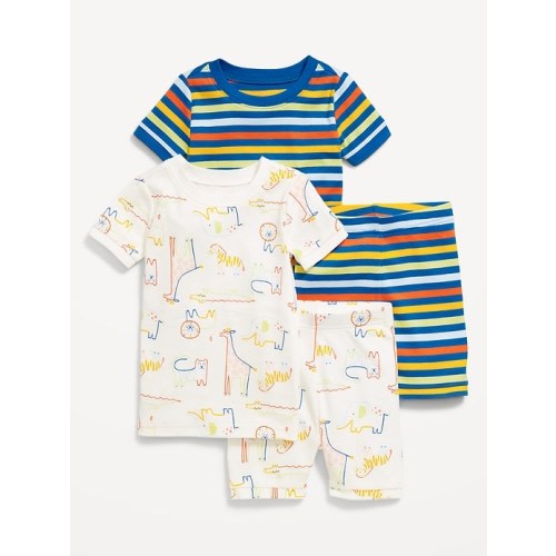 Unisex Snug-Fit Printed Pajama 4-Piece Set for Toddler & Baby