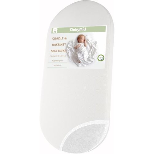Breathable 3D Airflow Fiber Bedside Bassinet Mattress Oval 30" x 15"