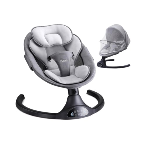 LAREX Baby Swing Infant Swing Electric Toddler Baby Rocker Portable for Newborn Boy Girl, 5 Sway Speeds with Remote Control, 10 Preset Melodies and Bluetooth, 0-6 Months Max 20 Lbs (Black)