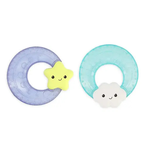 Infantino Shake & Soothe Water Teethers - Sensory Exploration and Teething Relief, Cloud and Star, 2-Pack