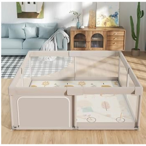 Mloong Baby Playpen with Mat, 59x59 Inches Extra Large Playpen for Babies and Toddlers, Indoor & Outdoor Activity Center, Safety Baby Fence