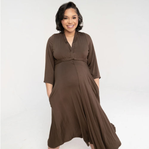 Lila Labor & Postpartum Gown in Mocha