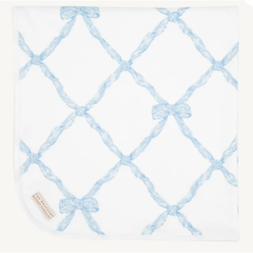 Baby Buggy Blanket - Buckhead Blue Belle Meade Bow with Worth Avenue W