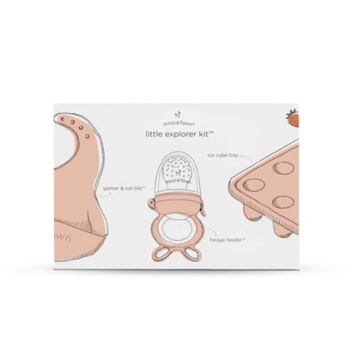 Little Explorer Kit – Feeder, Ice Cube Tray & Gather & Roll Bib Bundle – Moss & Fawn