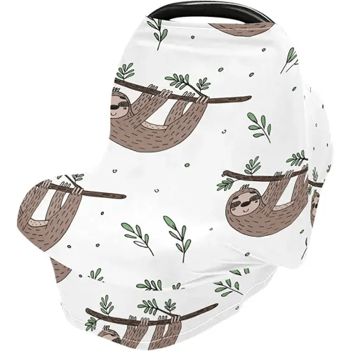 Nursing Cover Breastfeeding Scarf, Cute Doodle Sloth Car Seat Covers for Babies Infant, Stroller Cover, Carseat Canopy for Boys Girls