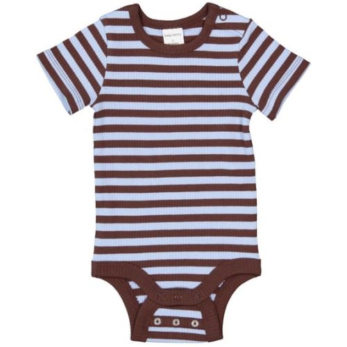 Dark Brown Baby Short Sleeve Stripe Rib Bodysuit | Best&Less™ Online