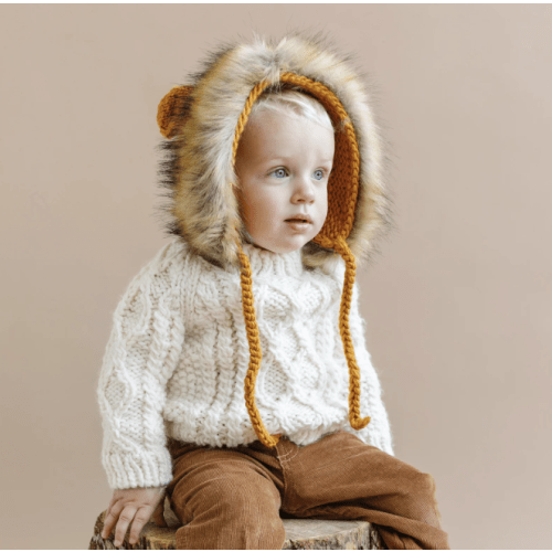 Lennon Lion Bonnet, Mustard - 0-3 months