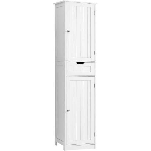 Iwell 67" Tall Bathroom Cabinet, Storage Cabinet with 2 Doors & 1 Drawer, Bathroom Storage Cabinets with Adjustable Shelves, for Living Room, Entryway, Home Office, White