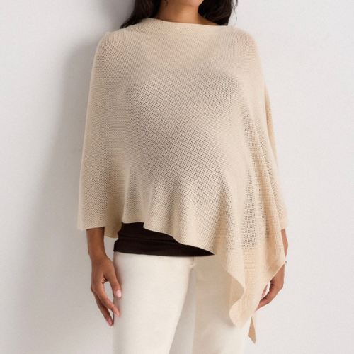 Lightweight Cotton Cashmere Nursing Shawl in Heather Oatmeal
