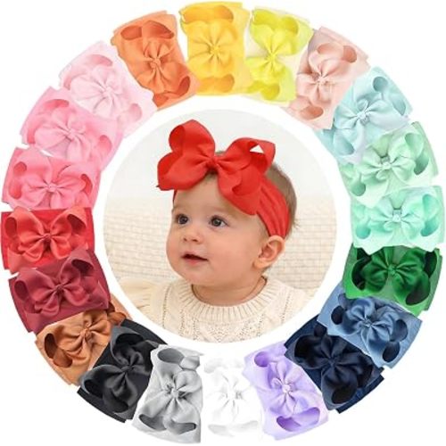 CÉLLOT 20 Color Baby Bow Wide Turban Hair Bow Headbands for Infant Toddler